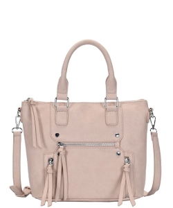 Fashion Smooth Zipper Handle Tote Bag BGA-3382 ROSE